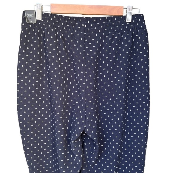 Abercrombie - NWT Pull On Navy Blue Polka Dot Dress Bohemian Comfort Pants Sz M - Picture 4 of 7